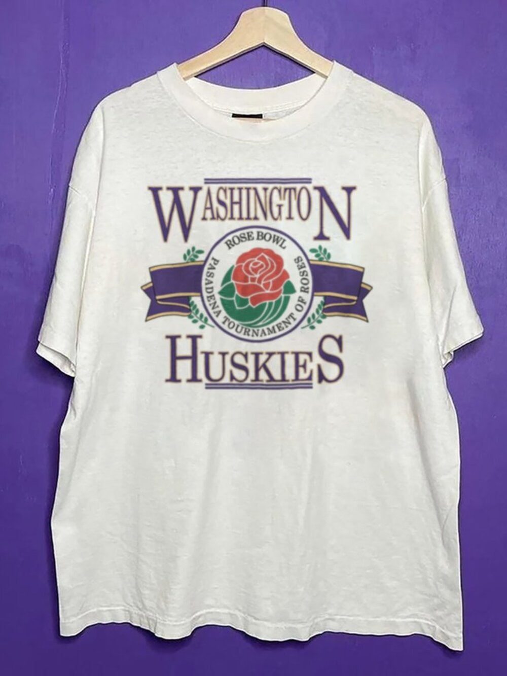 Vintage University of Washington Huskies Rose Bowl Shirt, 90s Football NCAA Tee